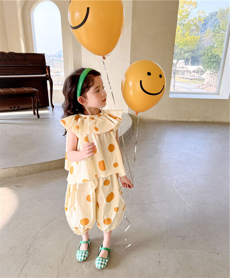 [507596] - Setelan Fashion Anak Perempuan - Motif Circle Freckles