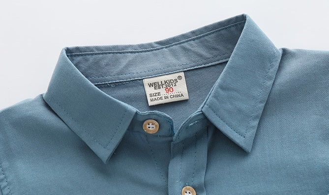 [513427] - Baju Atasan Kemeja Polos Anak - Motif Saggy Pockets