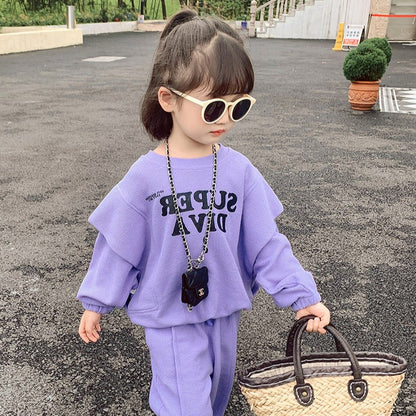 [507700] - Setelan Sweater Oversize Celana Jogger Anak Perempuan - Motif Firm Writing