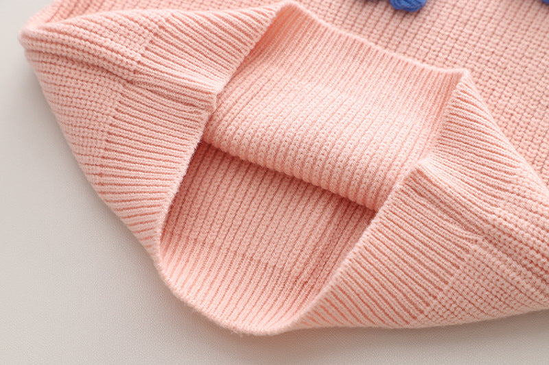 [340322] - Setelan 3 in 1 Sweater Rompi Celana Jenas Import Anak Perempuan - Motif Chest Flower