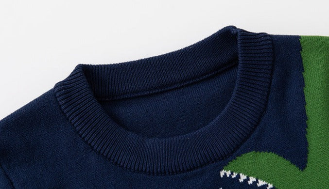 [513637] - Atasan Sweater Crewneck Lengan Panjang Anak Laki-Laki - Motif Hello Dino