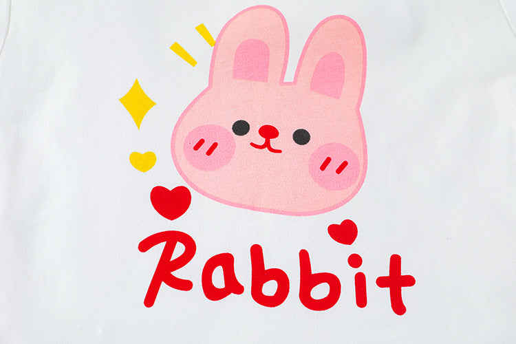 [340202] - Setelan 3 in 1 Jaket Hoodie Celana Jeans Anak Perempuan - Motif Rabbit Flower