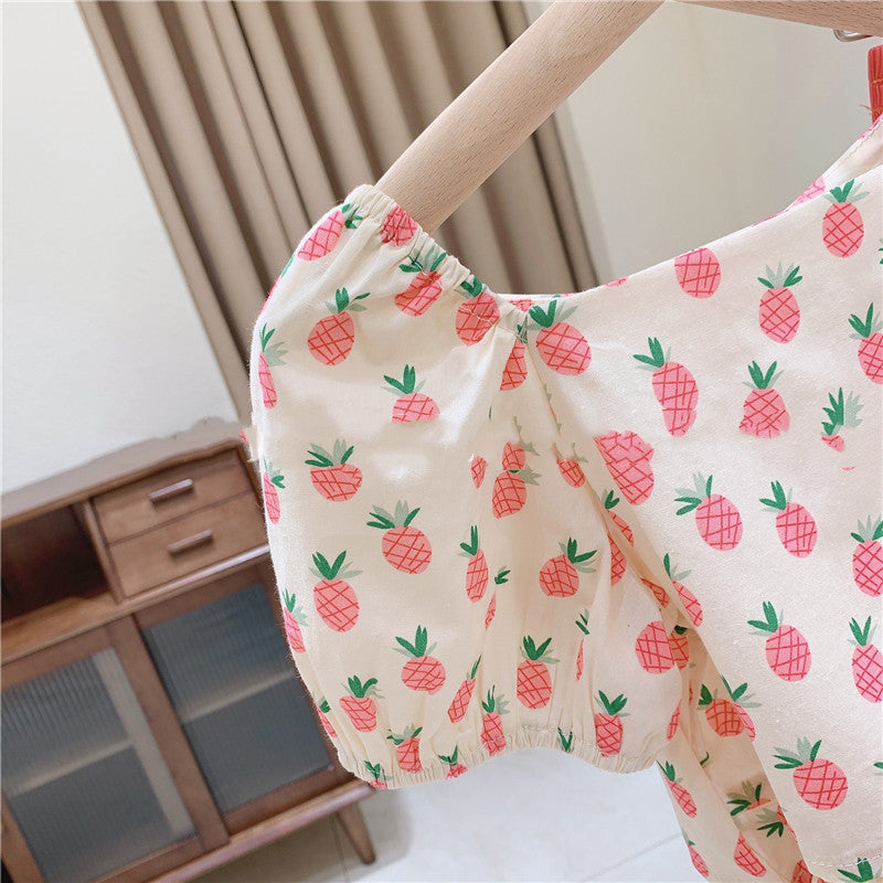 [363461] - Setelan Blouse Celana Panjang Kulot Anak Perempuan - Motif Little Pinneapple