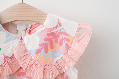 [340240] - Dress Bunga Pantai Import Lengan Kutung Anak Perempuan - Motif Blossom Lace