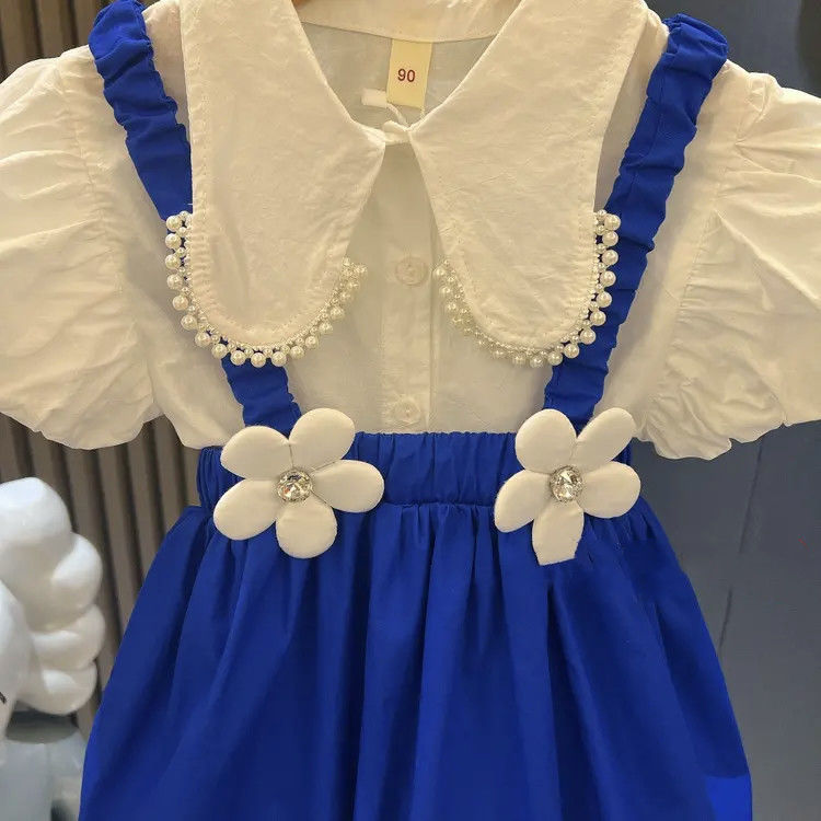 [363525] - Setelan Blouse Lengan Balon Celana Overall Anak Perempuan - Motif Flower Lace