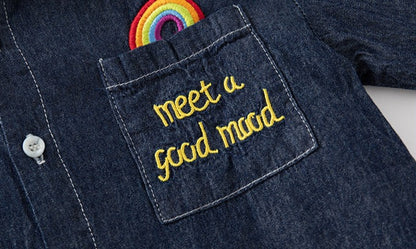 [513660] - Atasan Kemeja Lengan Panjang Anak Laki-Laki - Motif Pocket Rainbow