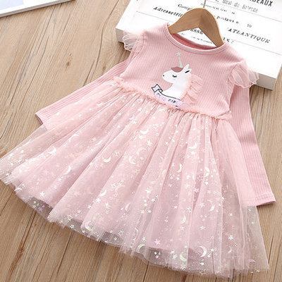 [363370] - Dress Fashion Anak Perempuan Import - Motif Beautiful Unicorn