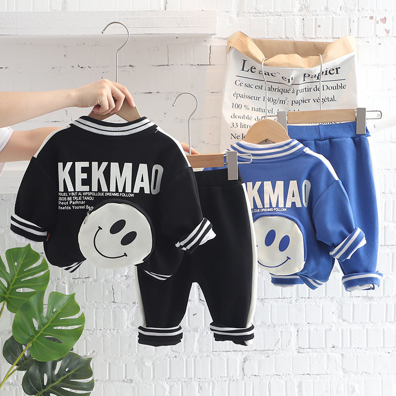 [345319] - Setelan 3 in 1 Jaket Baseball Celana Panjang Jogger Anak Laki-Laki - Motif Yo Smily