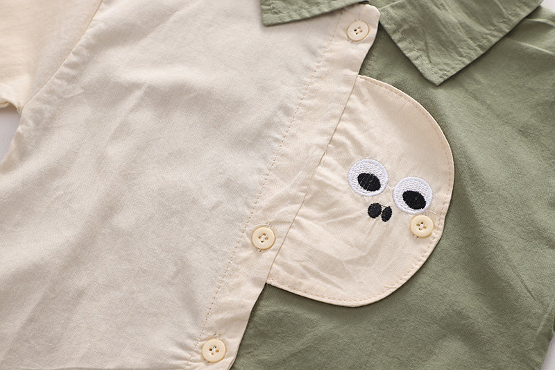 [345332] - Setelan 3 in 1 Cardigan Kemeja Celana Panjang Jeans Anak Laki-Laki - Motif Stare Dino