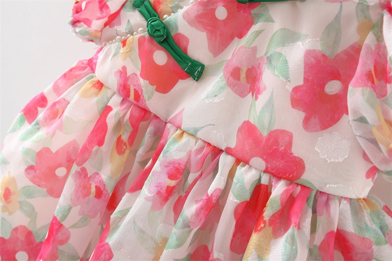 [340254] - Dress Bunga Lengan Pendek Balon Anak Perempuan - Motif Blossom Field