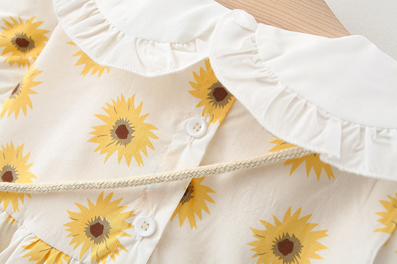 [340152] - Dress Lucu Fashionable Anak Import - Motif Beautiful Sunflower