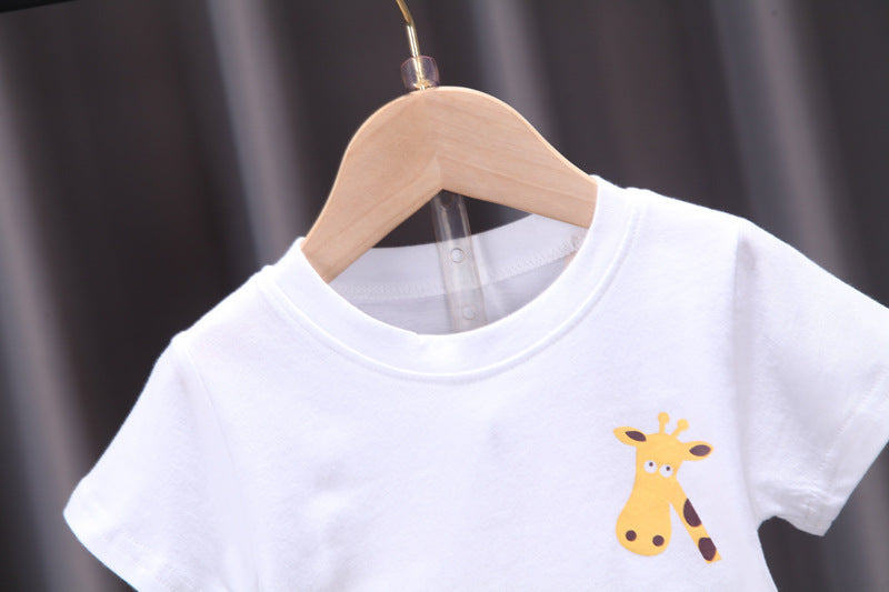 [368403] - Setelan Kaos Santai Anak - Motif Unique Giraffe