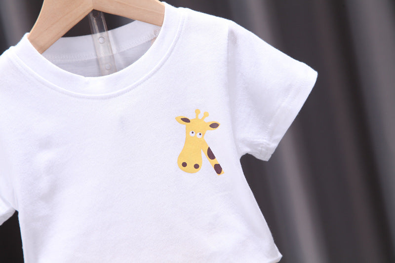 [368403] - Setelan Kaos Santai Anak - Motif Unique Giraffe