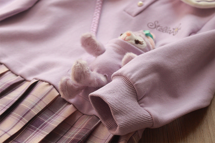 [363514] - 3D Dress Boneka Rok Lipat Plisket Gaya Korea Anak Perempuan - Motif Pocket Rabbit