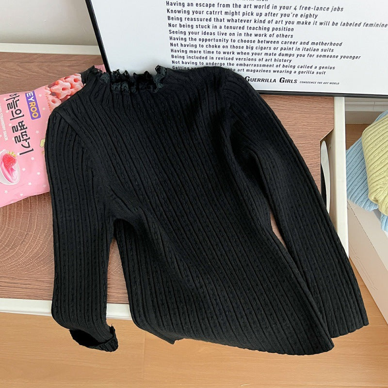 [507718] - Atasan Sweater Rajut Lengan Panjang Import Anak Perempuan - Motif Plain Line