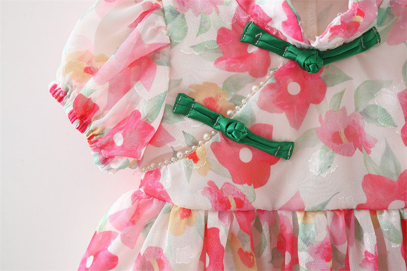 [340254] - Dress Bunga Lengan Pendek Balon Anak Perempuan - Motif Blossom Field