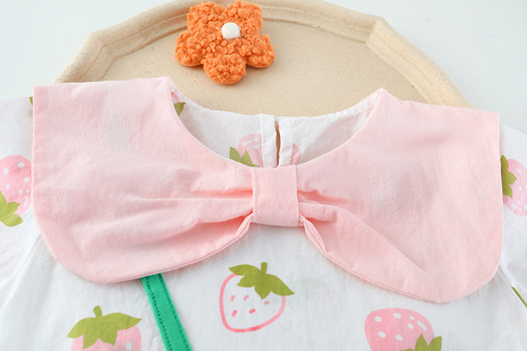[340255] - Setelan 3D Kaos Celana Pendek Anak Perempuan - Motif Cute Strawberry