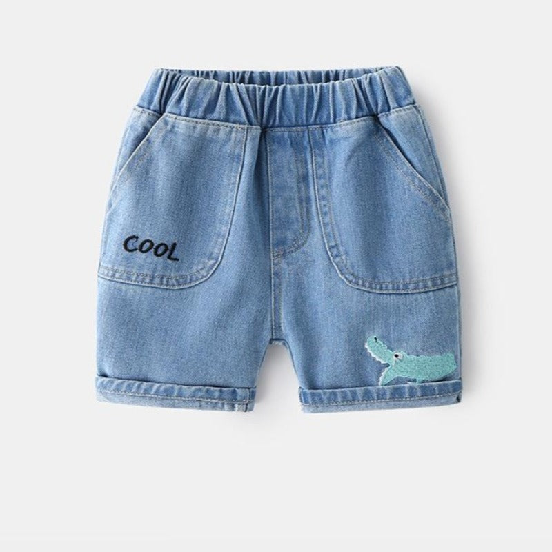 [513311] - Bawahan Pendek / Celana Jeans Anak Import - Motif Crocodile Cool Bordir
