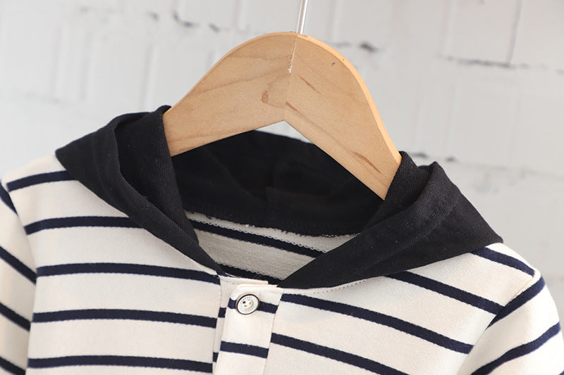 [345359] - Setelan Kaos Hoodie Kancing Celana Jogger Anak Laki-Laki - Motif Arm Face