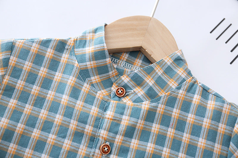 [368530] - Atasan Kemeja Koko Anak Fashionable - Motif Gingham Abstract