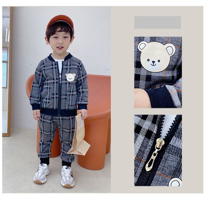 [368554] - Setelan Jaket Anak Import Fashionable - Motif Bear Plaid
