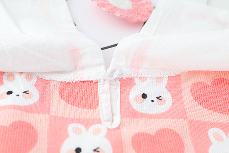 [340204] - Setelan 3D Sweater Pom Pom Celana Jogger Anak Perempuan - Motif Heart Rabbit