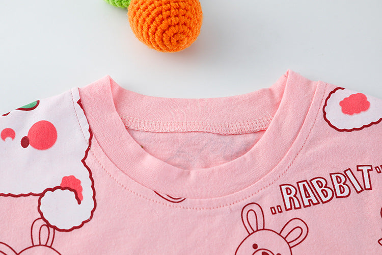 [340271] - Setelan Kaos Celana Pendek Anak Perempuan - Motif Rabbit Eating