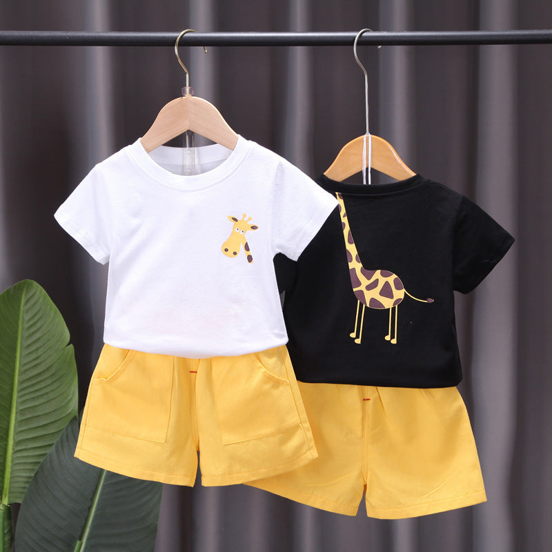 [368403] - Setelan Kaos Santai Anak - Motif Unique Giraffe