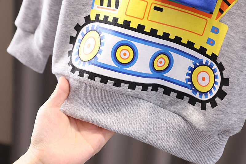 [345360] - Setelan Sweater Celana Jogger Jeans Anak Laki-Laki - Motif Excavator