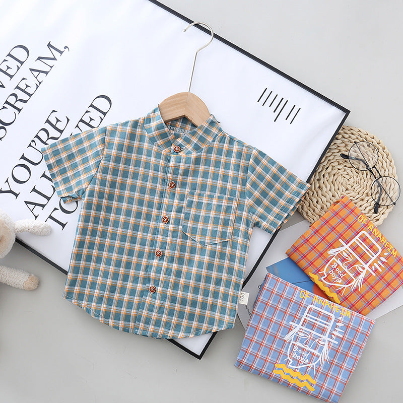 [368530] - Atasan Kemeja Koko Anak Fashionable - Motif Gingham Abstract