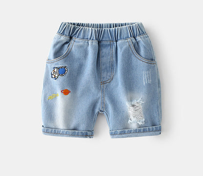 [513326] - Bawahan Pendek / Celana Jeans Anak - Motif Outer Space Bordir