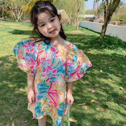 [507599] - Dress Fashion Anak Perempuan - Motif Colorful Plants