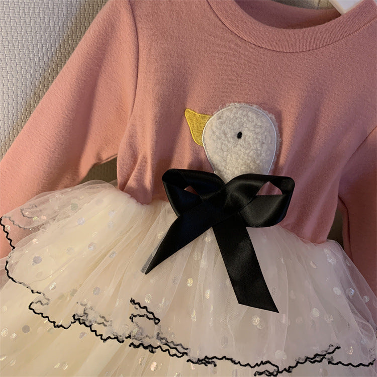 [363407] - Dress Fashion Anak Perempuan - Motif White Swan