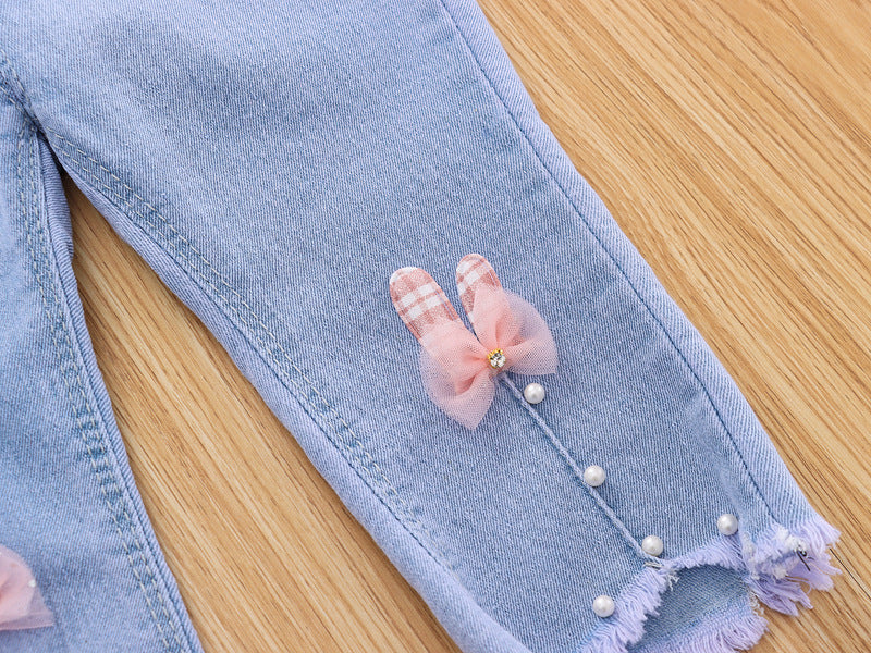[102322] - Bawahan Jeans / Celana Panjang Anak - Motif Beautiful Butterfly 3D