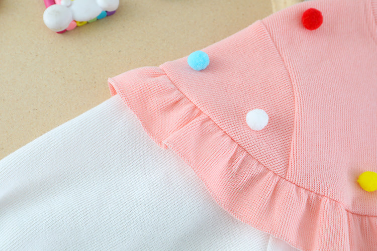[340205] - Setelan Blouse Rajut Pom Pom Celana Legging Anak Perempuan  - Motif Freckless Ribbon