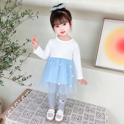 [340225] - 3D Setelan 3 in 1 Jaket Jeans Dress Celana Panjang Anak Perempuan - Motif Pretty Flower