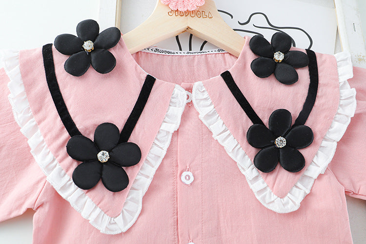[340212] - Setelan Blouse Bunga Celana Cutbray Anak Perempuan - Motif Flower Lace