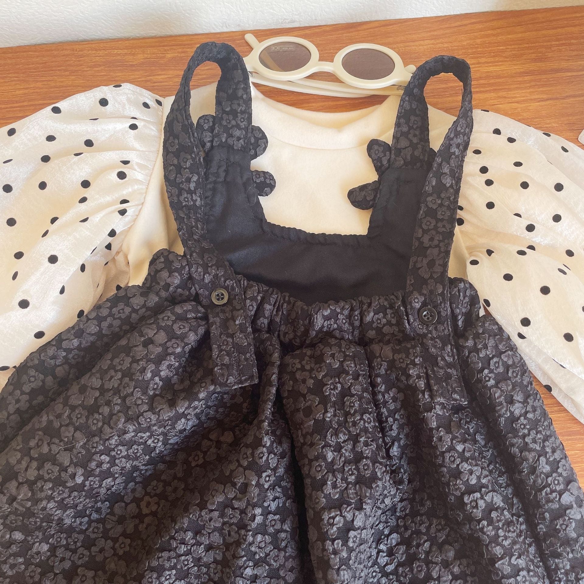 [363608] - Setelan Blouse Bawahan Overall Anak Perempuan - Motif Polkadot Sleeves