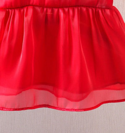 [352325] - Dress Gaun Pesta Mini Lengan Pendek Anak Perempuan - Motif Ribbon Plain