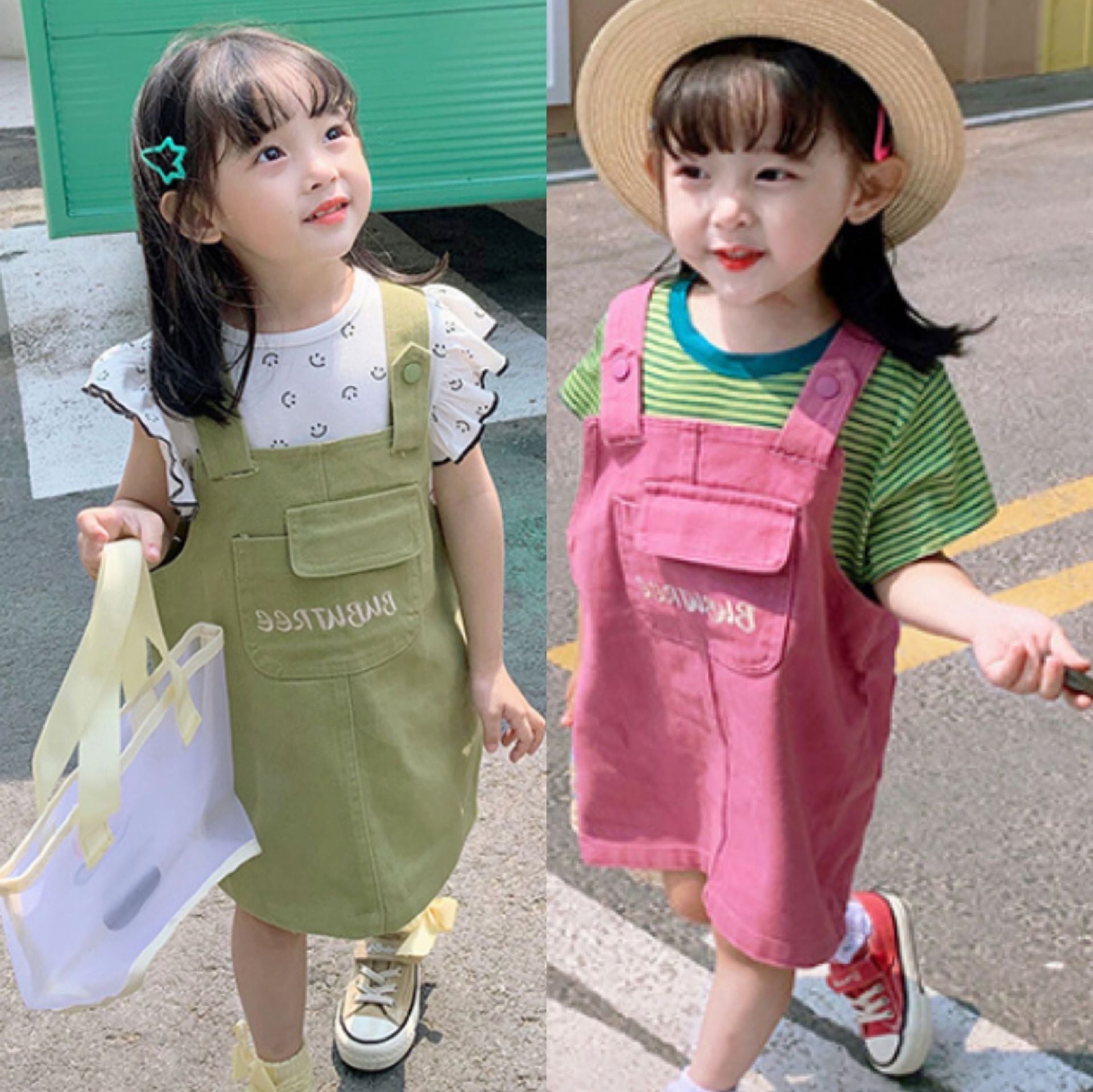 [507361] - Bawahan Overall Anak Perempuan - Motif Front Pocket