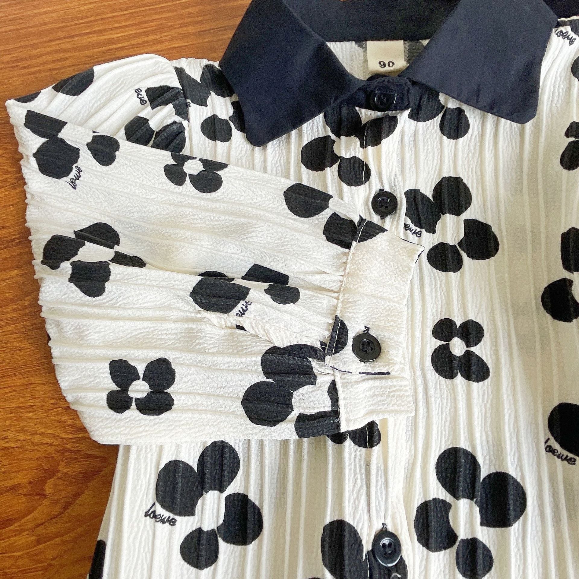 [363592] - Oneset Korea Anak Cewek Setelan Polo Blouse Celana Panjang Cutbray Anak Perempuan - Motif Flower Petals