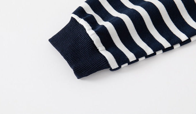 [513642] - Atasan Sweater Kerah Polo Belang-Belang Anak Laki-Laki - Motif Strip Lion