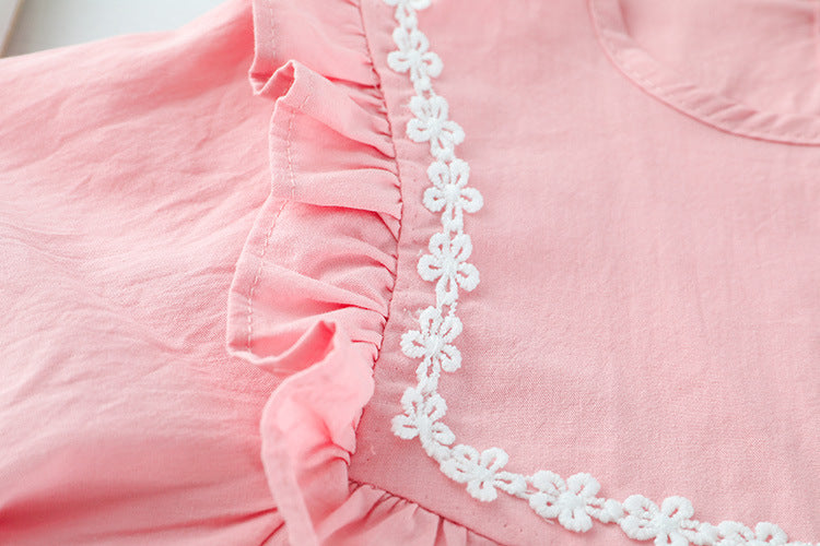 [340211] - Setelan 3D Blouse Renda Celana Cutbray Anak Perempuan - Motif Pretty Flower