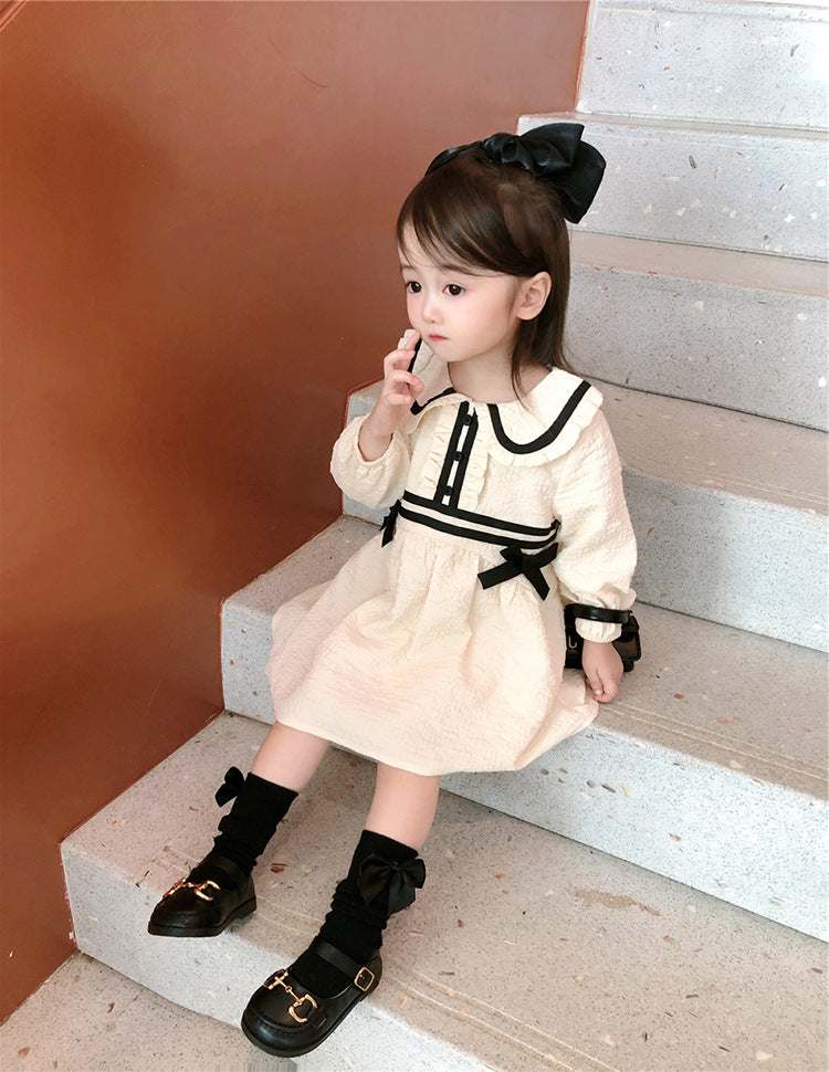[507711] - Dress Kerah Renda Anak Perempuan - Motif Side Waistband