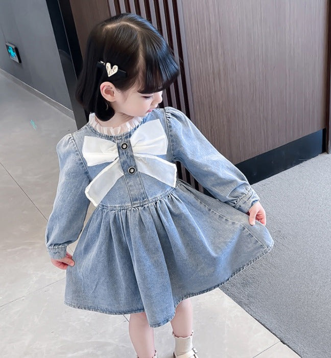 [507697] - Dress Kerah Renda Anak Perempuan - Motif Chest Ribbon