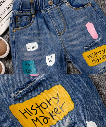 [508198] - Celana Panjang Jeans Sobek Tambal Anak Perempuan - Motif History Maker