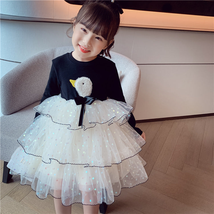 [363407] - Dress Fashion Anak Perempuan - Motif White Swan