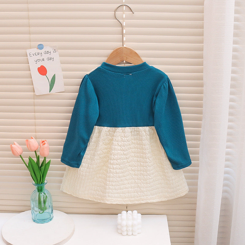 [352361] - Mini Dress Bunga Lengan Panjang Anak Perempuan - Motif Flower Texture