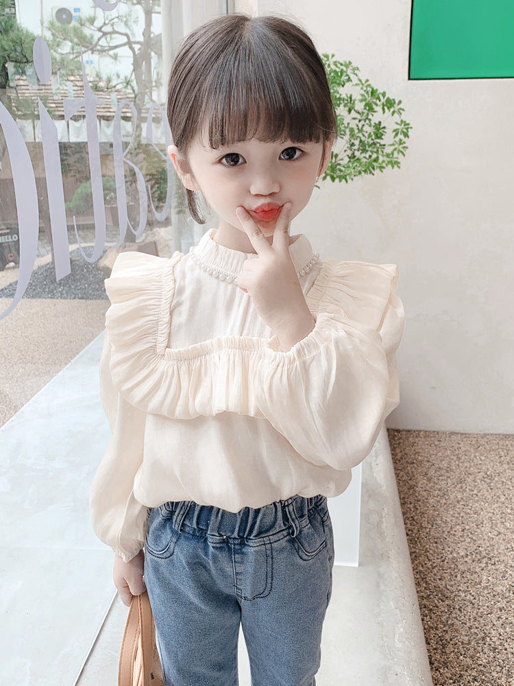 [507660] - Atasan Blouse Renda Lengan Panjang Anak Perempuan - Motif Pearl Collar