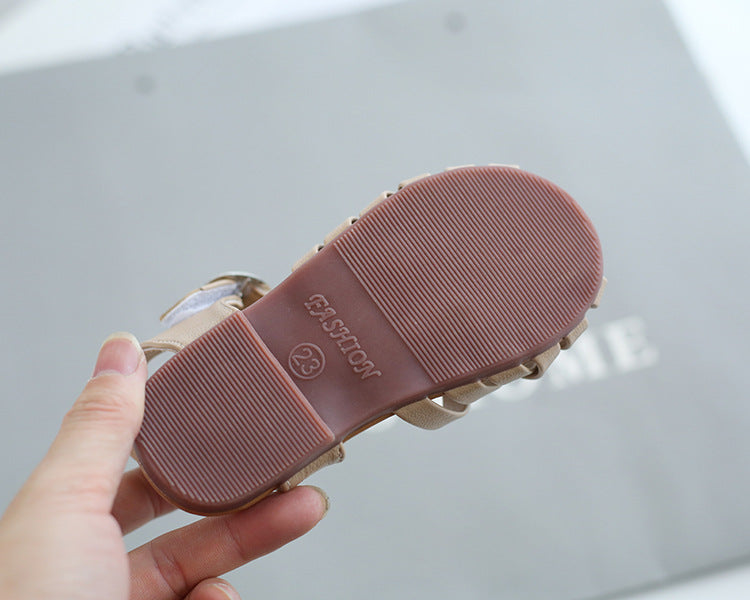 [381160] - Sepatu Sandal Flat Trendy Anak Import - Motif Crossed Rope